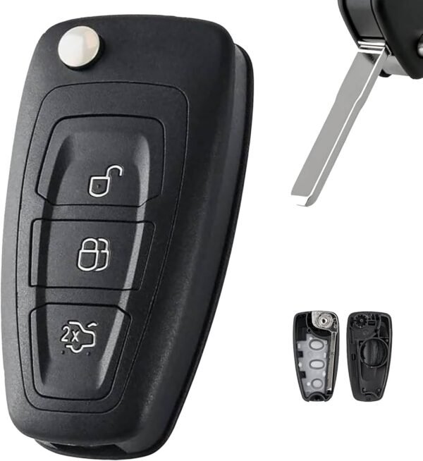 3 Buttons Car Key Fob for Ford Flip Folding Remote Key Shell Cover Auto Fob Case With Blade Button Key Cover Silicone Replacement