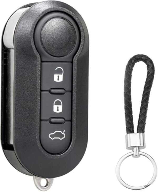 3 Button Car Key Case Compatible with Fiat 500L 500C 500 Ducato Doblo Grande Punto Evo Panda Bravo Lancia Delta Fiorino Qubo Scudo Stilo Car Key Shell Remote Control Replacement Key