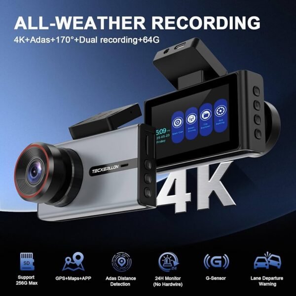 Dash Cam Front and Rear 4K Dash Cam with ADAS