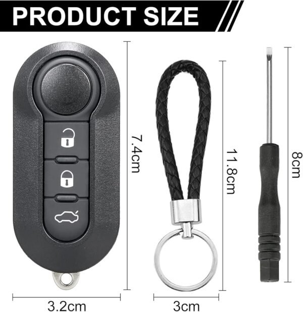 3 Button Car Key Case Compatible with Fiat 500L 500C 500 Ducato Doblo Grande Punto Evo Panda Bravo Lancia Delta Fiorino Qubo Scudo Stilo Car Key Shell Remote Control Replacement Key