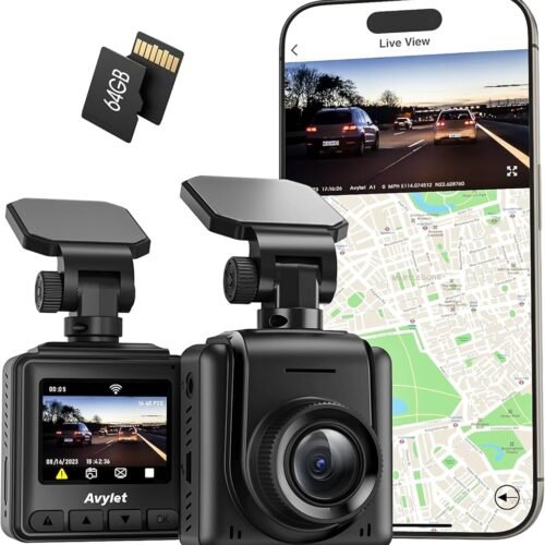 Dashcam Car WiFi 2K Mini Front Car Camera with 64GB Map Supports External GPS Module IPS Screen Ultra Night Vision
