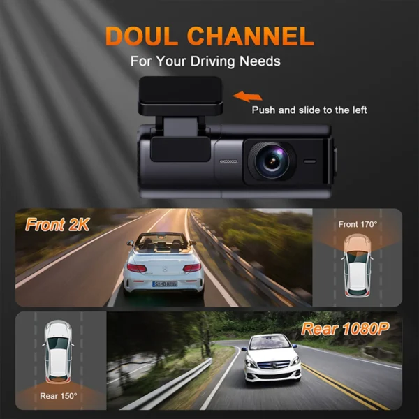 2.5K Dash Cam Car Front Rear and Indoor with 64GB SD Card