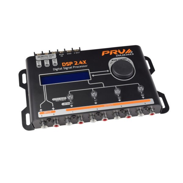 PRV AUDIO DSP 2.4X 4 Channel Digital Signal Processor with Sequencer Car Audio Crossover and Integrated Equalizer